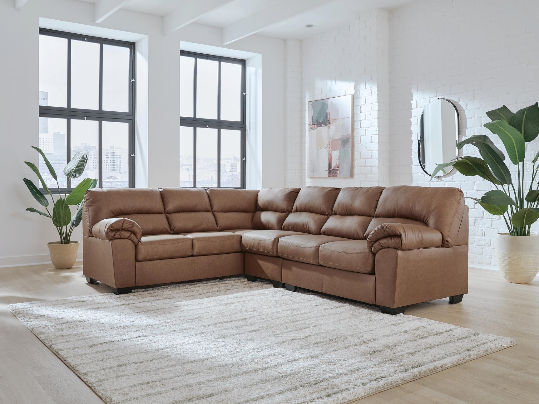 Whitlock Caramel 3-Piece Sectional with Left-Arm Facing Sofa