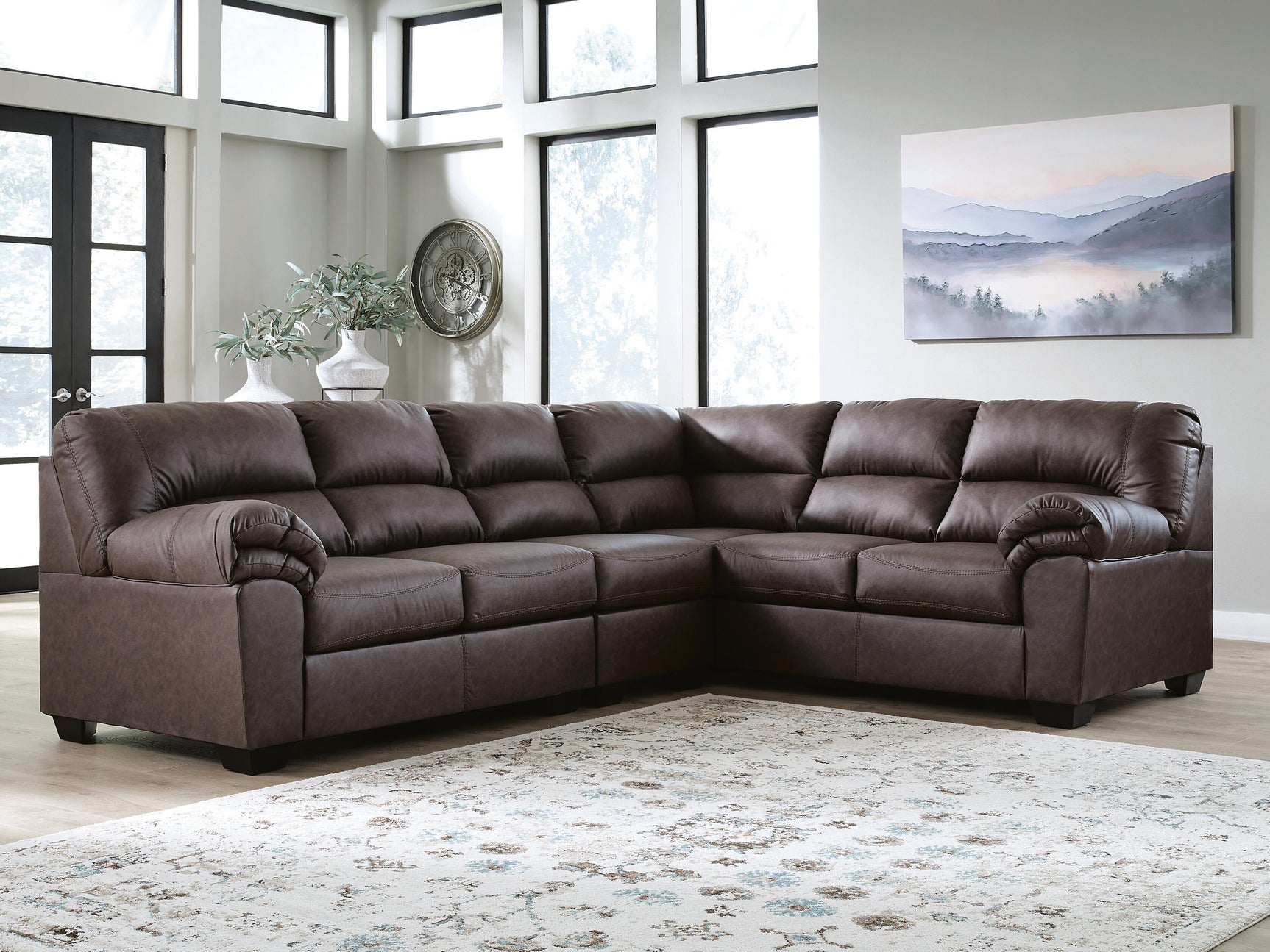 Whitlock Umber 3-Piece Sectional with Right-Arm Facing Sofa