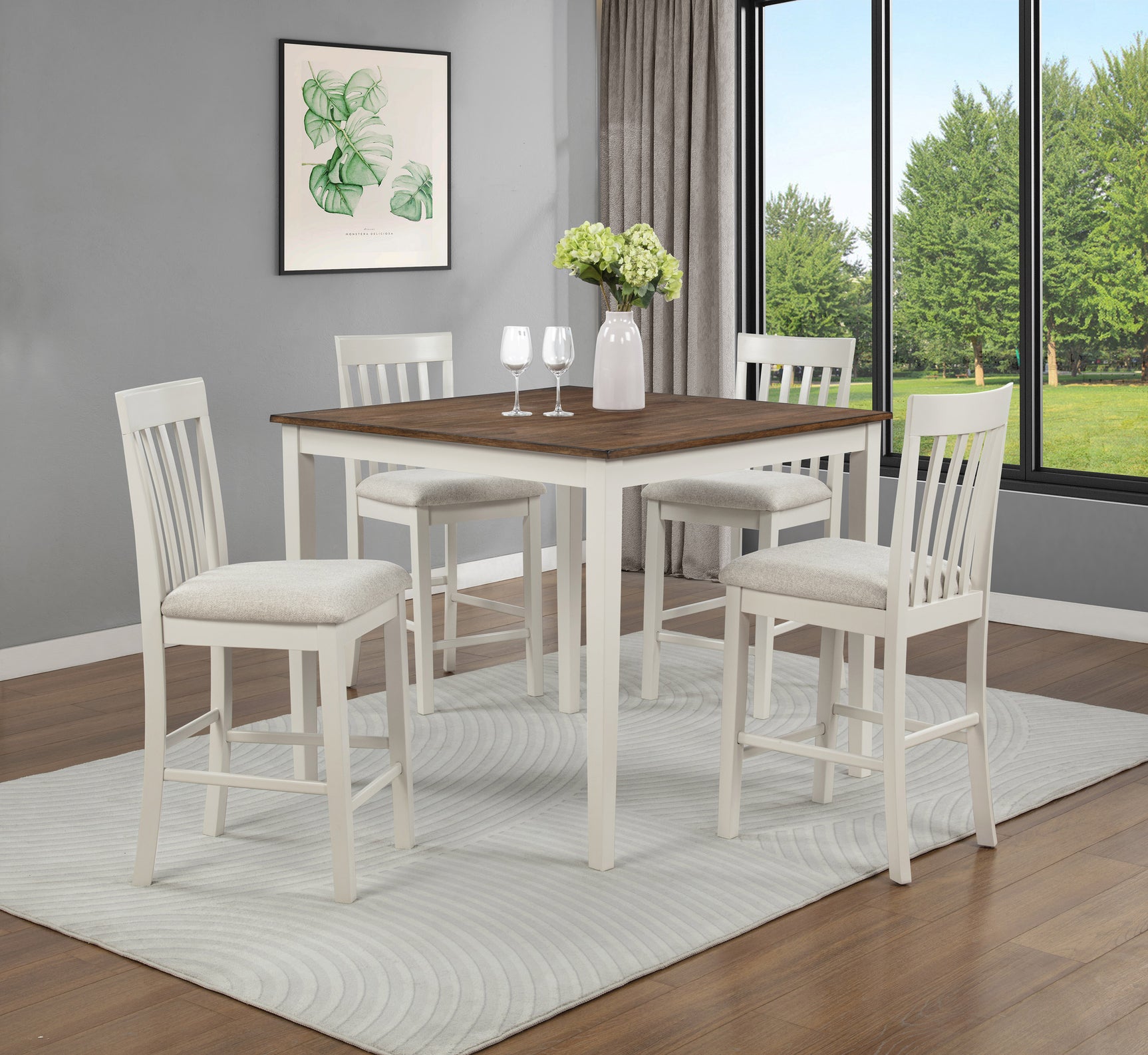 Brody White/Brown 5-Piece Counter Height Set