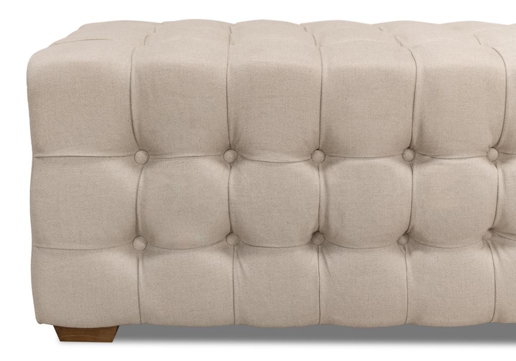 Beam Beige Bench Tufted Linen