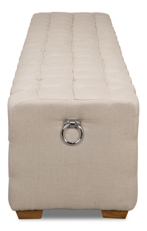 Beam Beige Bench Tufted Linen