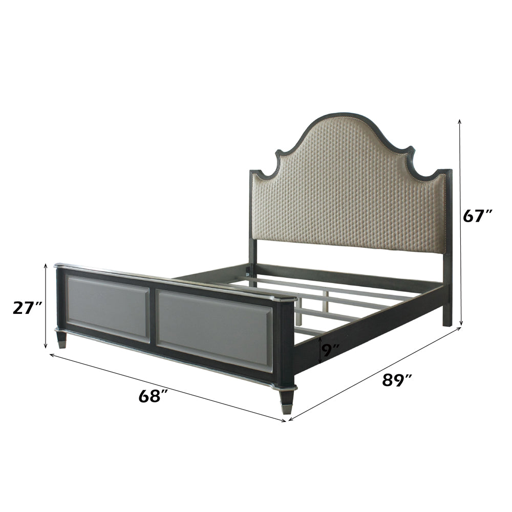House Beatrice Two Tone Beige/Charcoal/Light Gray Queen Bed