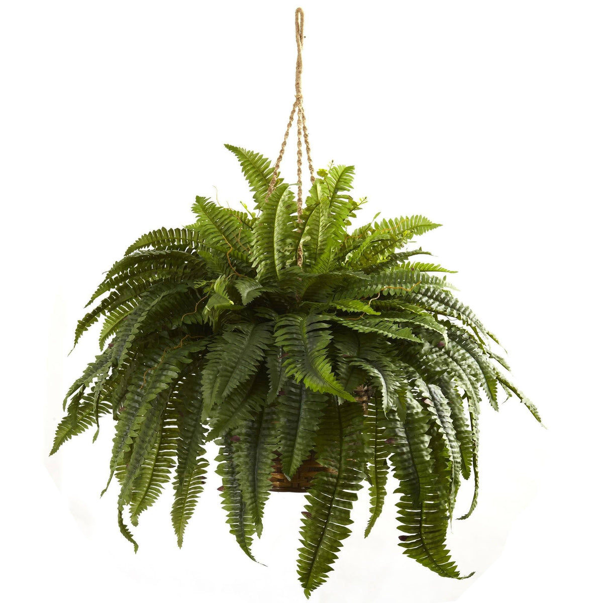 29" Artificial Double Giant Boston Fern Hanging Basket - Ornate Home