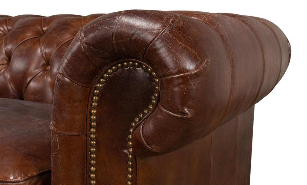 Chesterfield Brown Castered Sofa