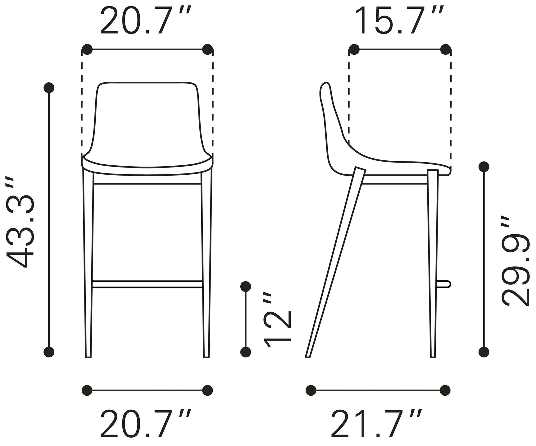 Magnus Black & Silver Barstool (Set of 2)