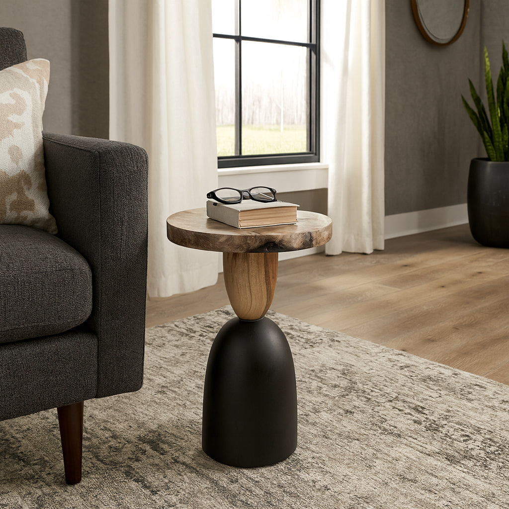 Hotlum Multicolor Petrified Wood Accent Table