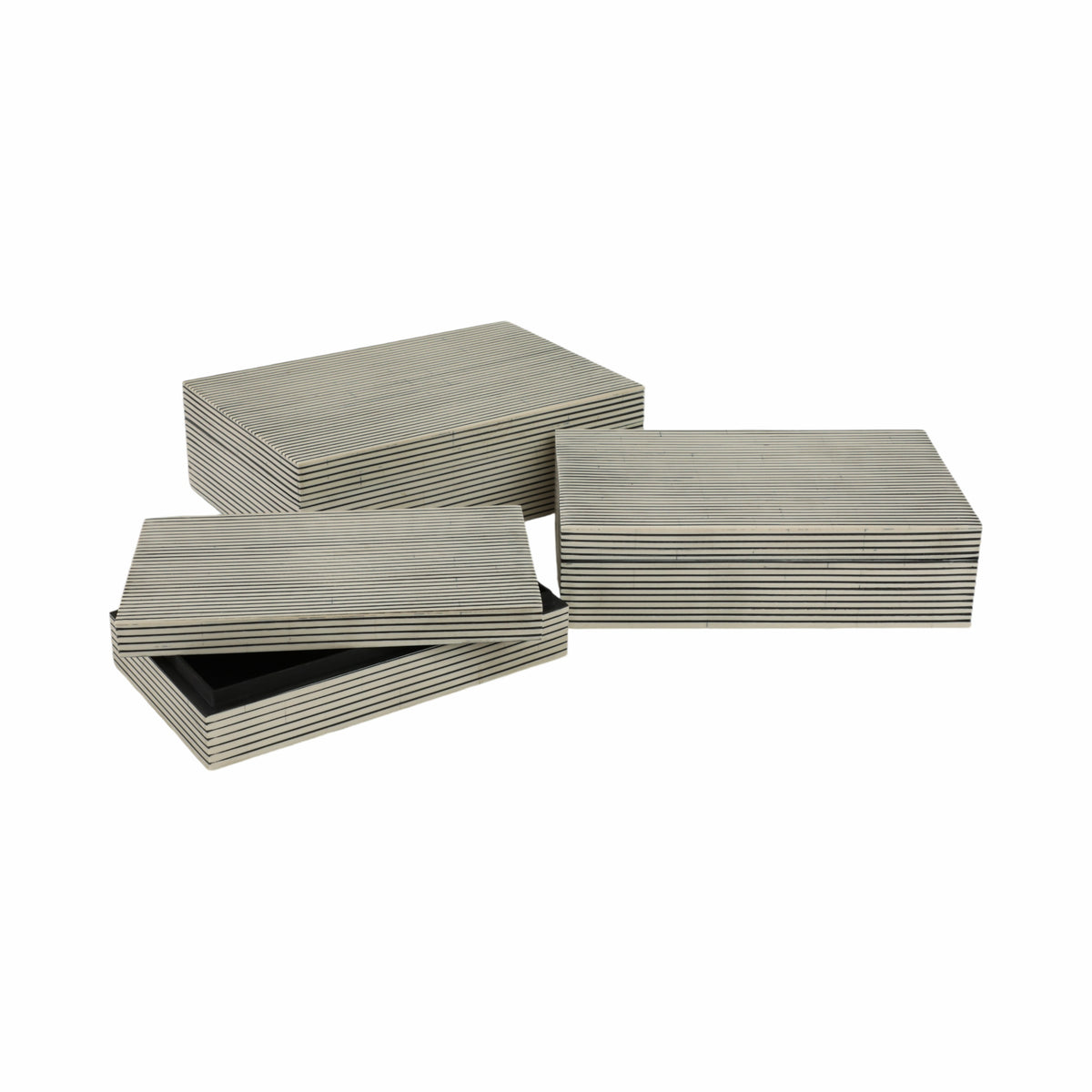 Coffing White Resin Ridged Boxes (Set of 3)