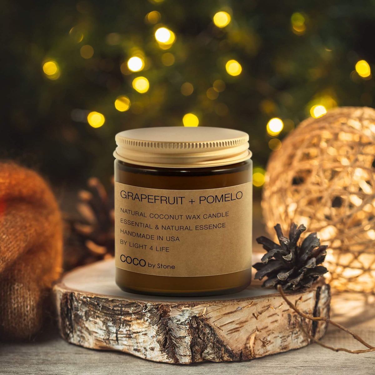 3.5oz Grapefruit + Pomelo Natural Coconut Apricot Wax Candle - Ornate Home