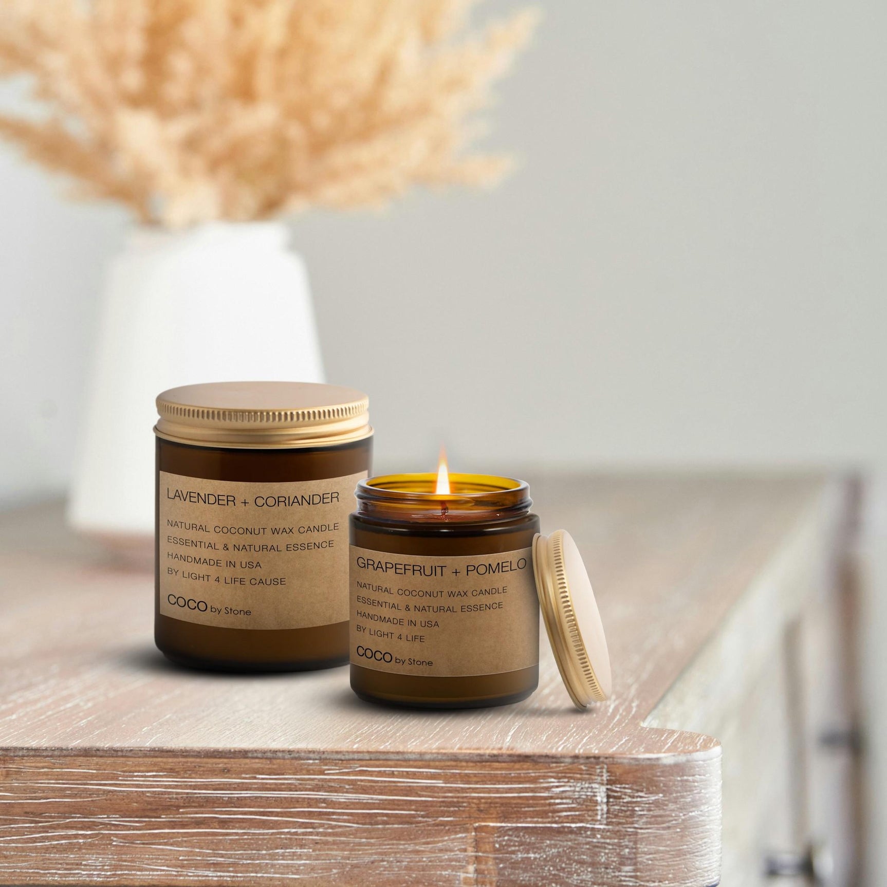 3.5oz Grapefruit + Pomelo Natural Coconut Apricot Wax Candle - Ornate Home