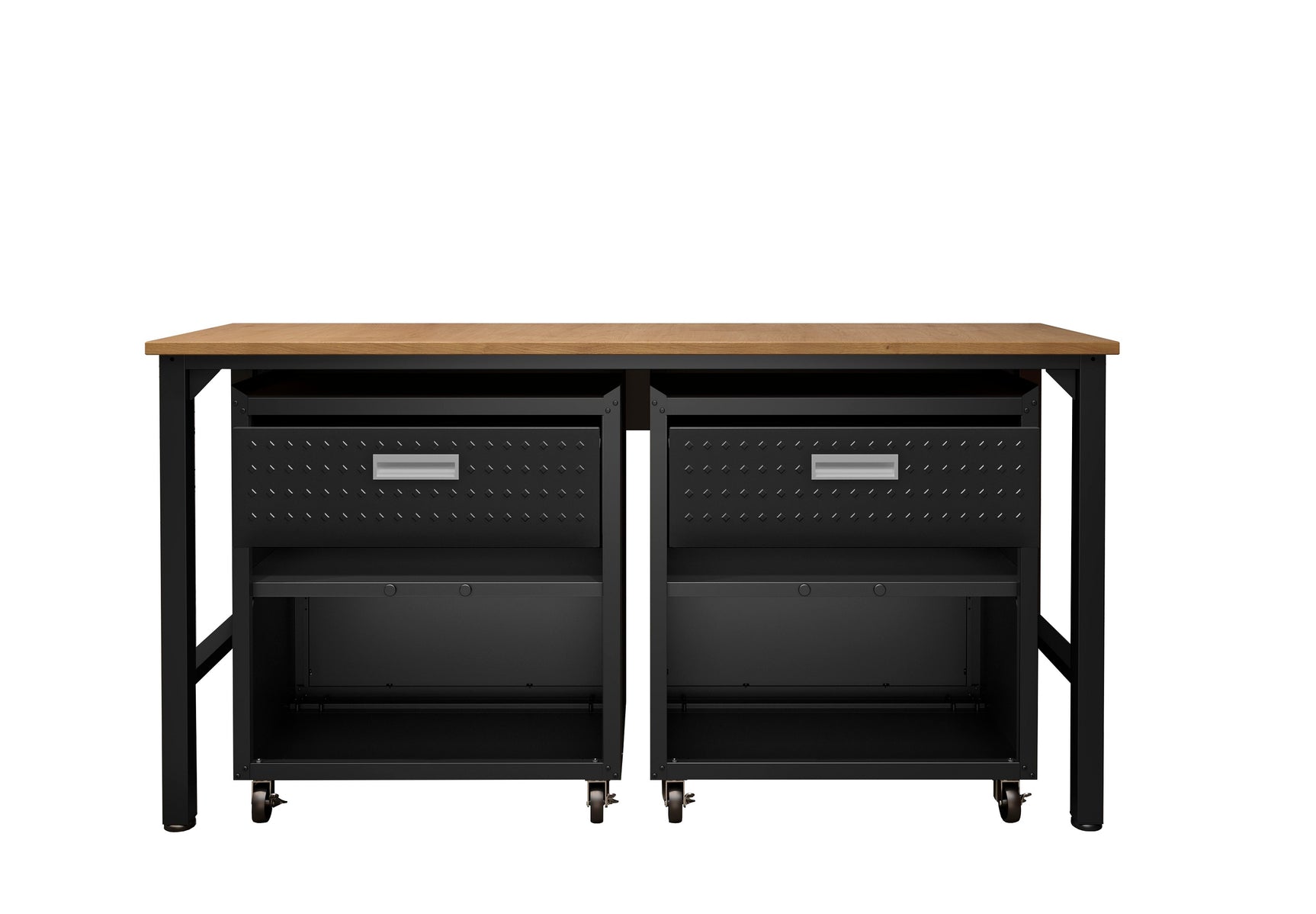 3-Piece Fortress Mobile Space-Saving Garage Cabinet and Worktable 4.0 in Charcoal Grey - Ornate Home