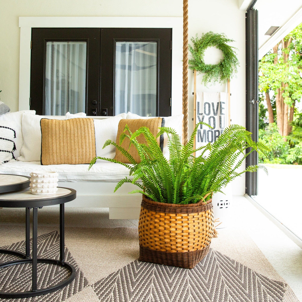 3-ft UV Resistant Artificial Real Touch Boston Fern Plant (Indoor/Outdoor)