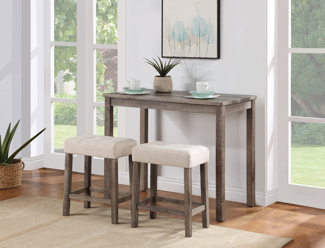 Lux Brown/Creamy White 42" 3-Piece Counter Height Pub Table Set