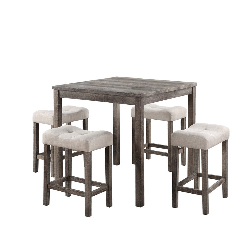 Lucian Brown/Creamy White 36" 5-Piece Counter Height Pub Table Set