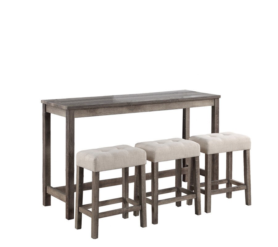 Oriana Brown/Creamy White 60" 4-Piece Counter Height Pub Table Set