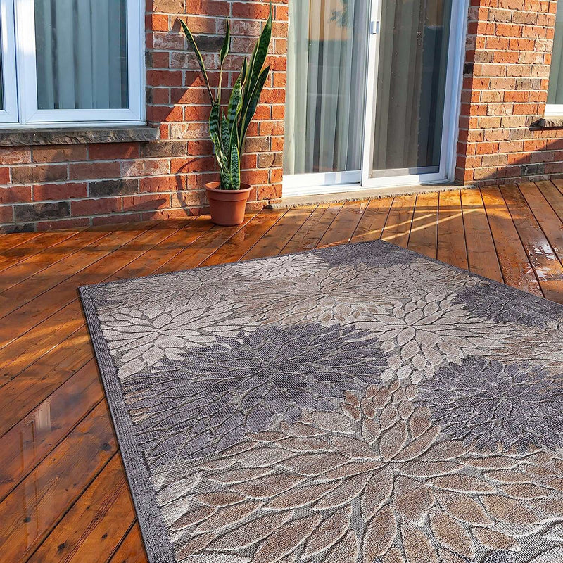 Spring Beige Floral Exotic Tropical Non-Shedding Indoor/Outdoor Area Rugs - Ornate Home
