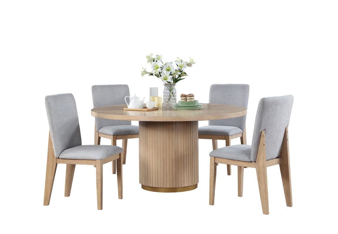 Caspian Oak/Gray 59" 5-Piece Round Dining Set