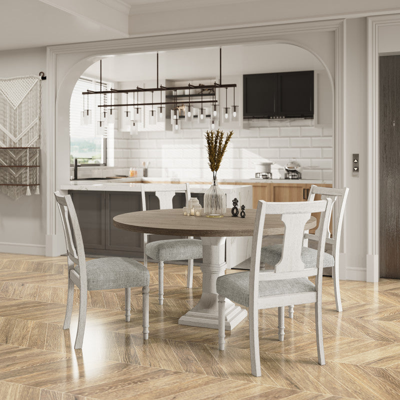 Tannen White/Gray 59" 5-Piece Round Dining Set
