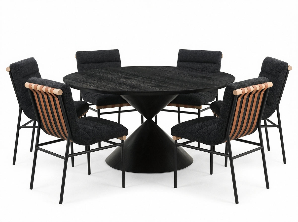 Haven Ebony Black 59" 7-Piece Round Dining Set