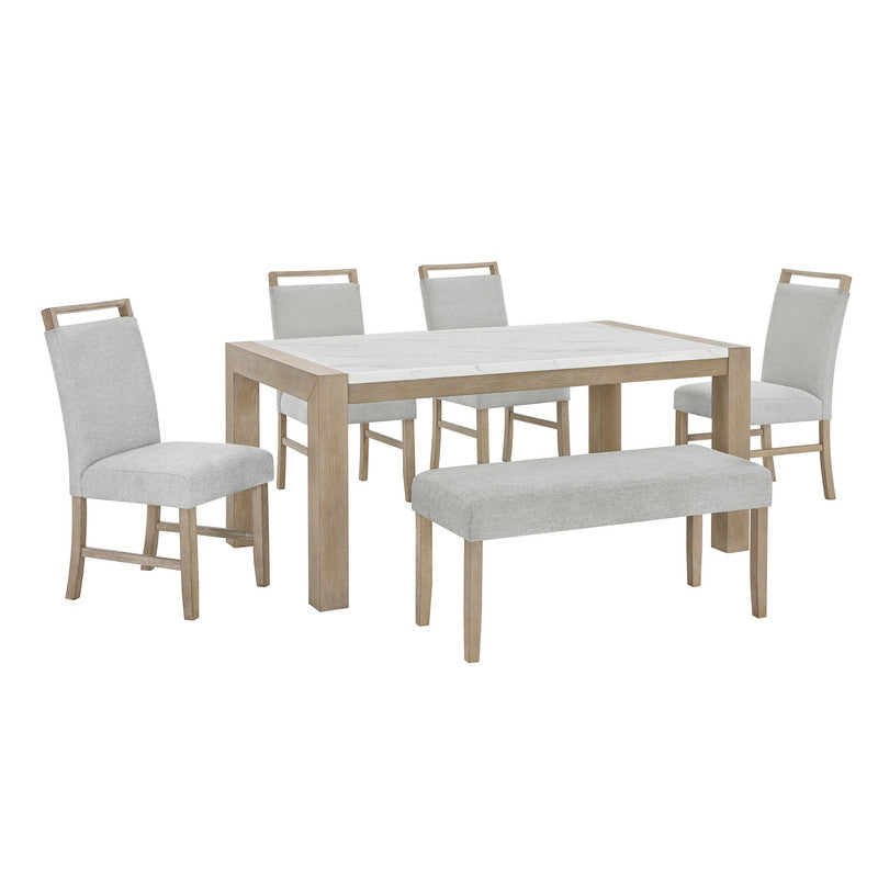 Tabitha Light Oak 66" 6-Piece Rectangular Dining Set with Bench