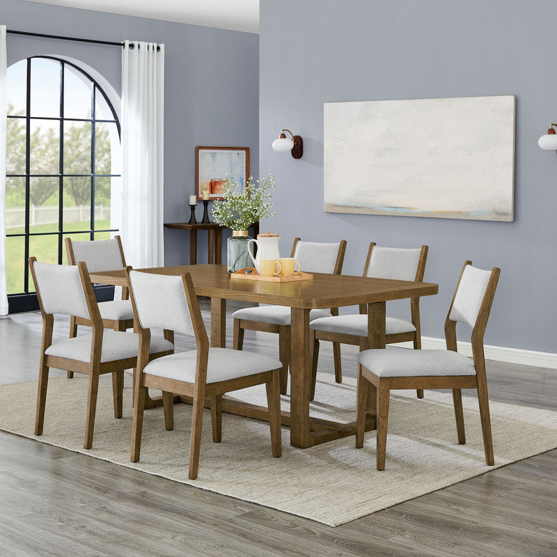 Darla Walnut Oak 72" 7-Piece Rectangular Dining Set