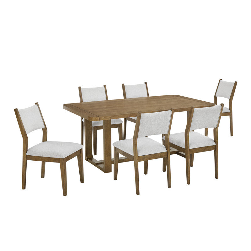 Darla Walnut Oak 72" 7-Piece Rectangular Dining Set