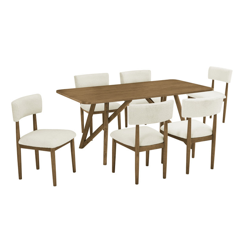 Darla Walnut Oak 70" 7-Piece Rectangular Dining Set