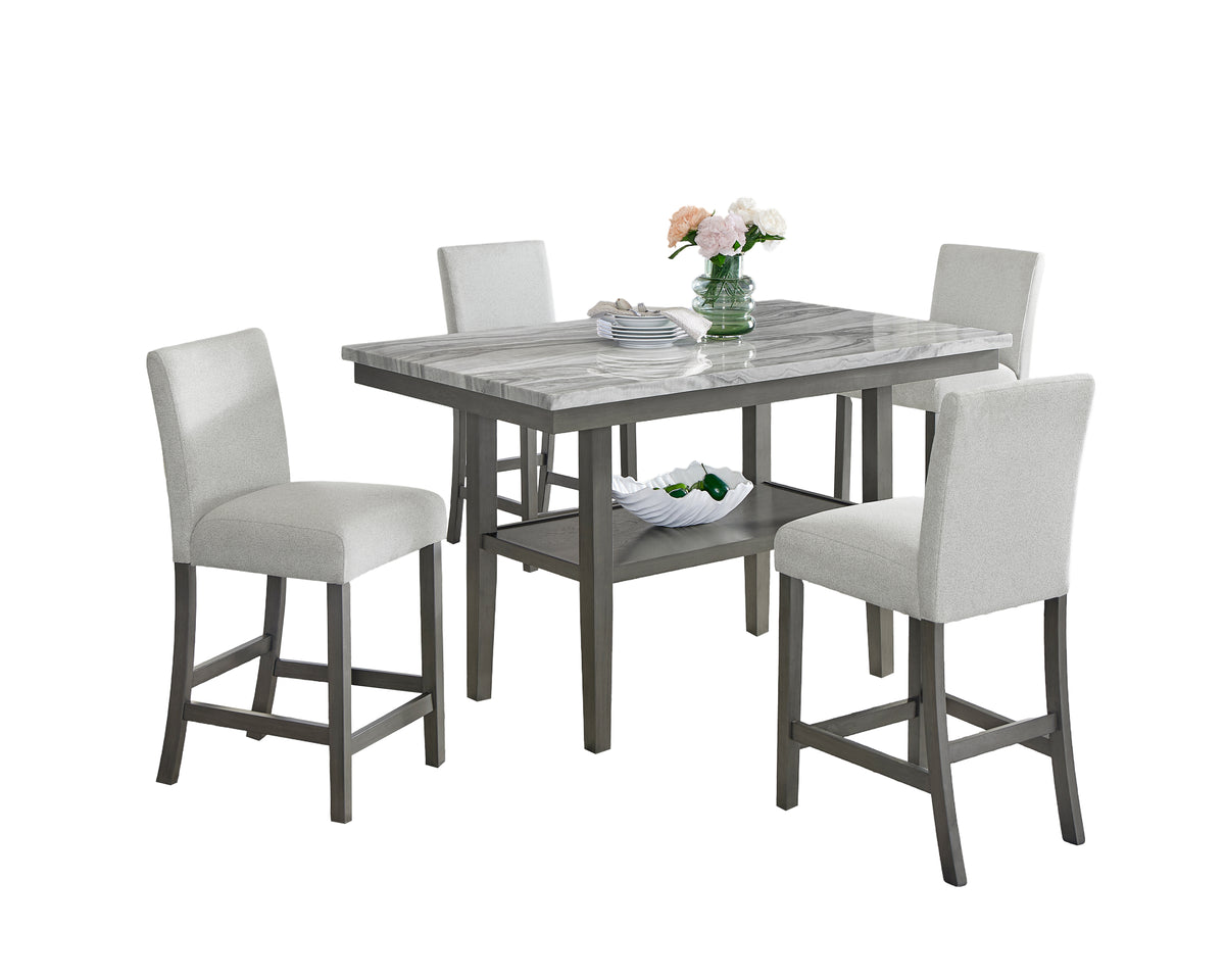 Selena Gray 60" 5-Piece Rectangular Counter Height Dining Set