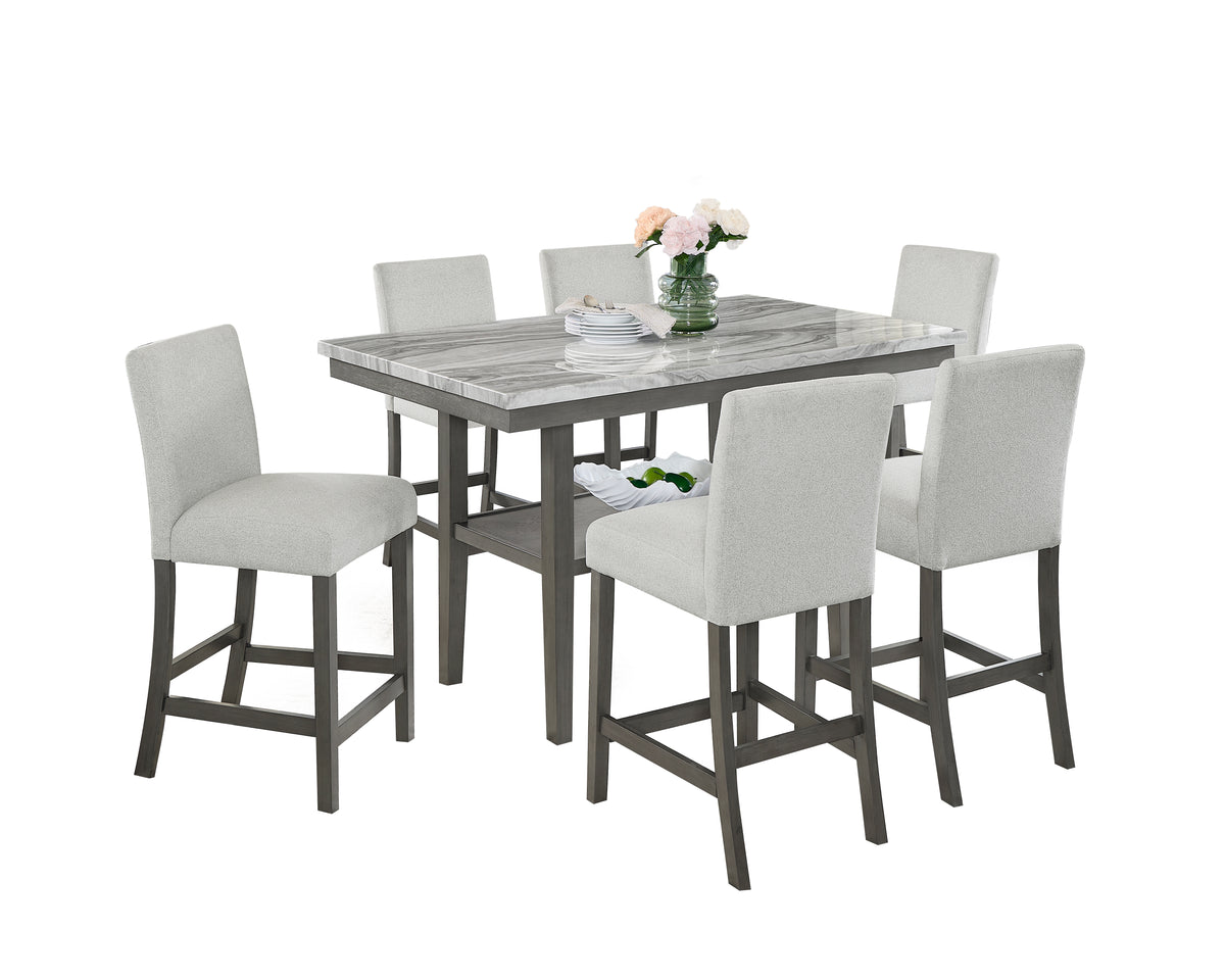 Selena Gray 60" 7-Piece Counter Height Dining Set