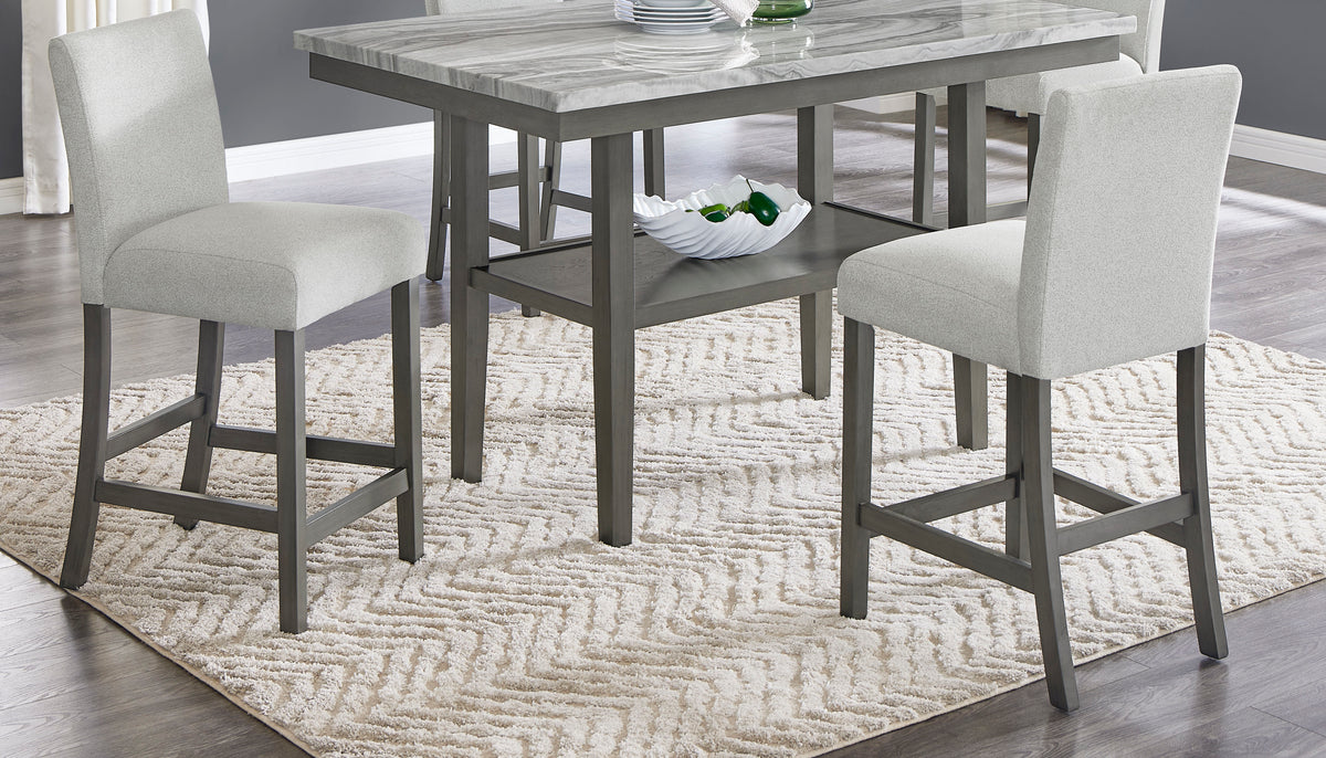 Selena Gray 60" 5-Piece Rectangular Counter Height Dining Set