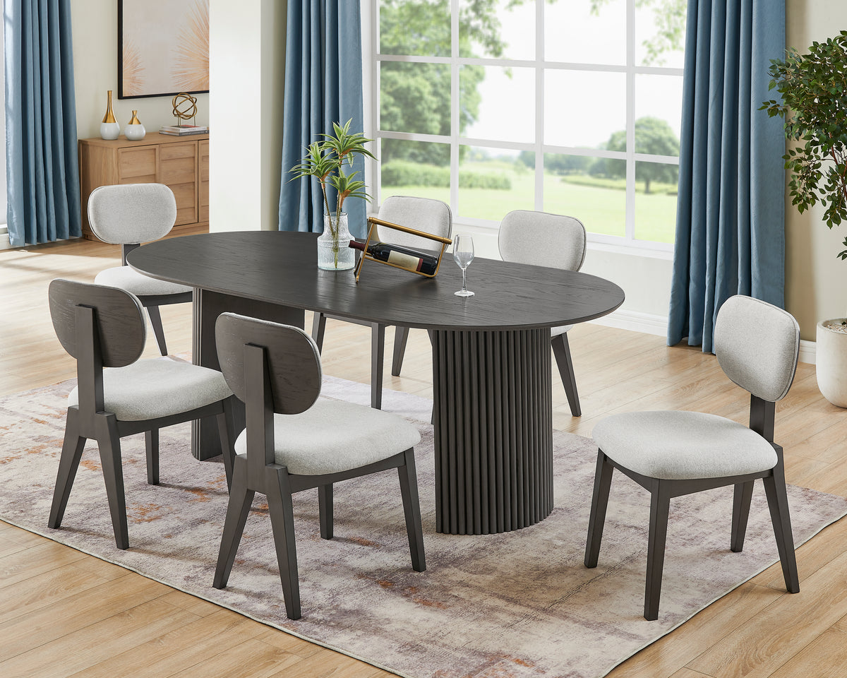 Valencia Gray 80" 7-Piece Oval Dining Set