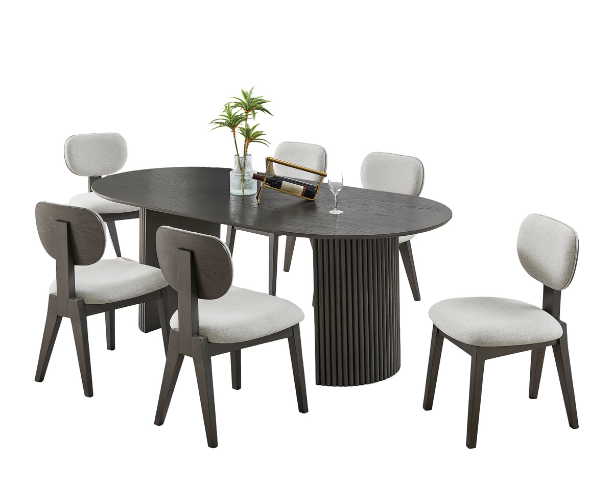Valencia Gray 80" 7-Piece Oval Dining Set
