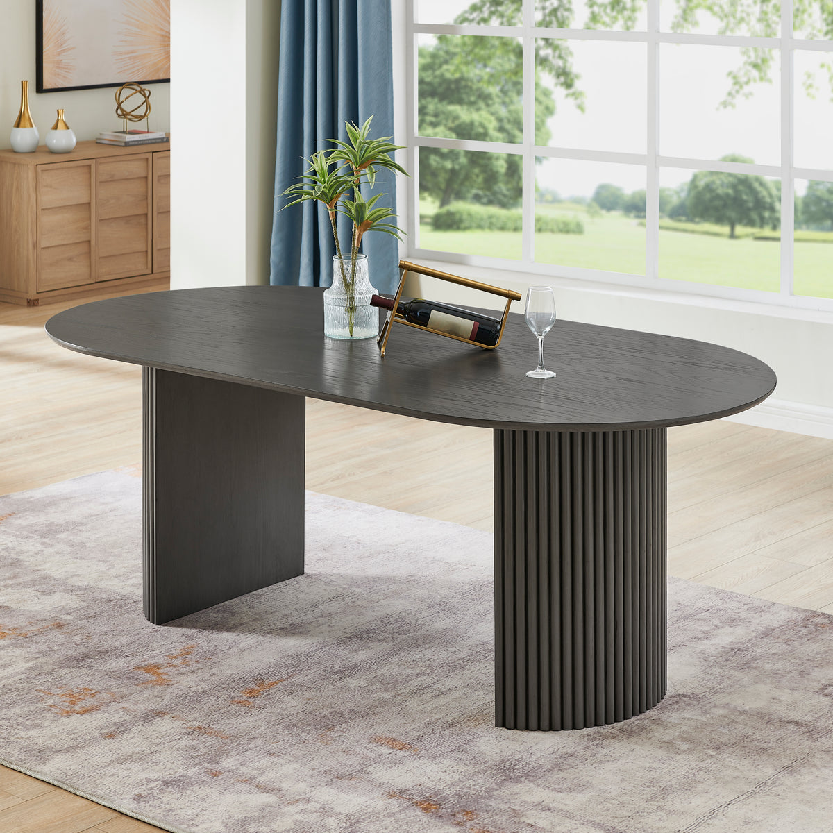 Valencia Gray 80" 5-Piece Oval Dining Set