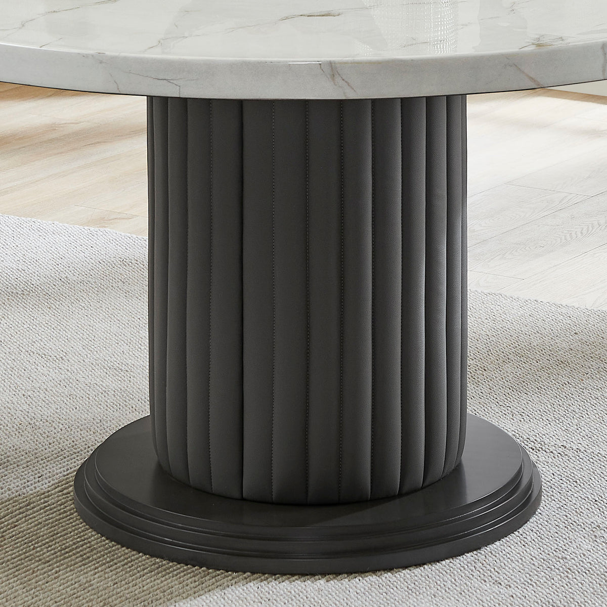 Valencia White/Dark Gray 54" 7-Piece Round Dining Set