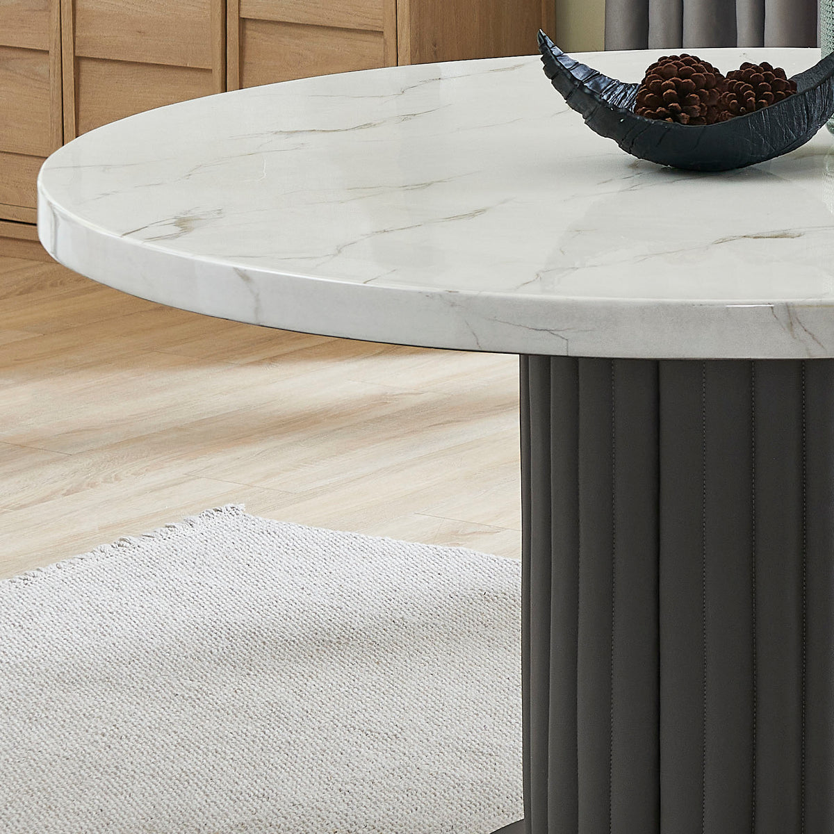 Valencia White/Gray 54" 5-Piece Round Dining Set