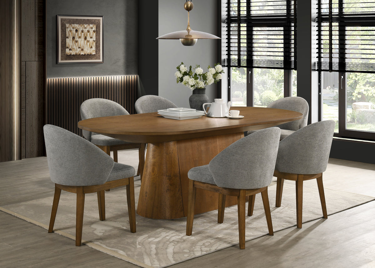 Andrew Walnut 88" 7-Piece Oval Dining Set