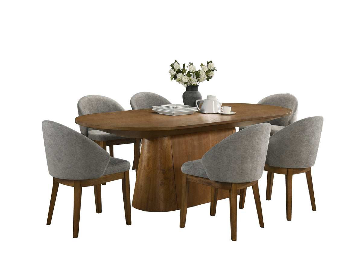 Andrew Walnut 88" 7-Piece Oval Dining Set