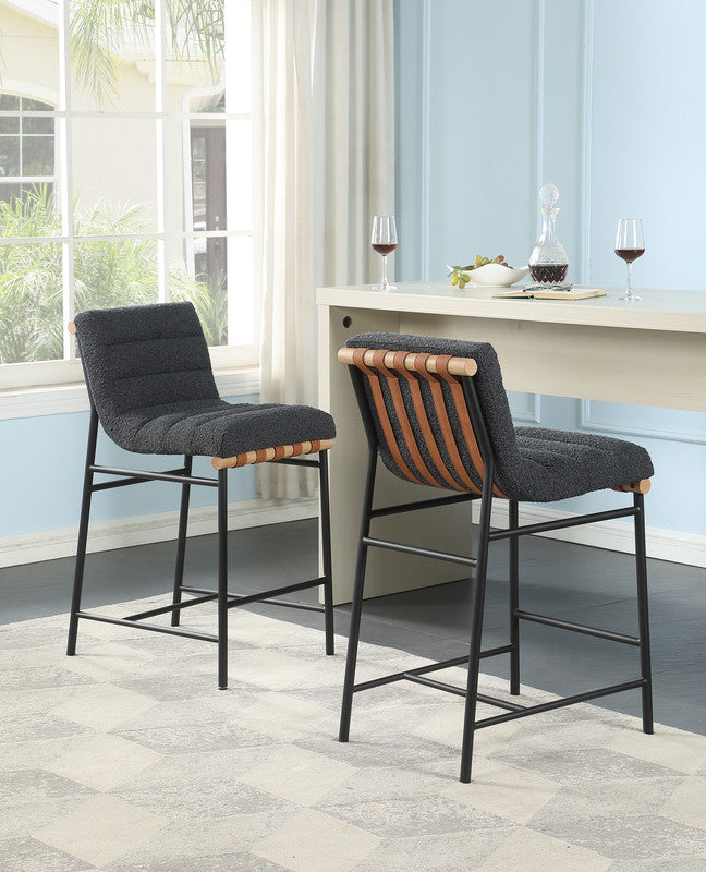 Lahni Dark Gray 18"W Boucle Fabric Counter Height Chair