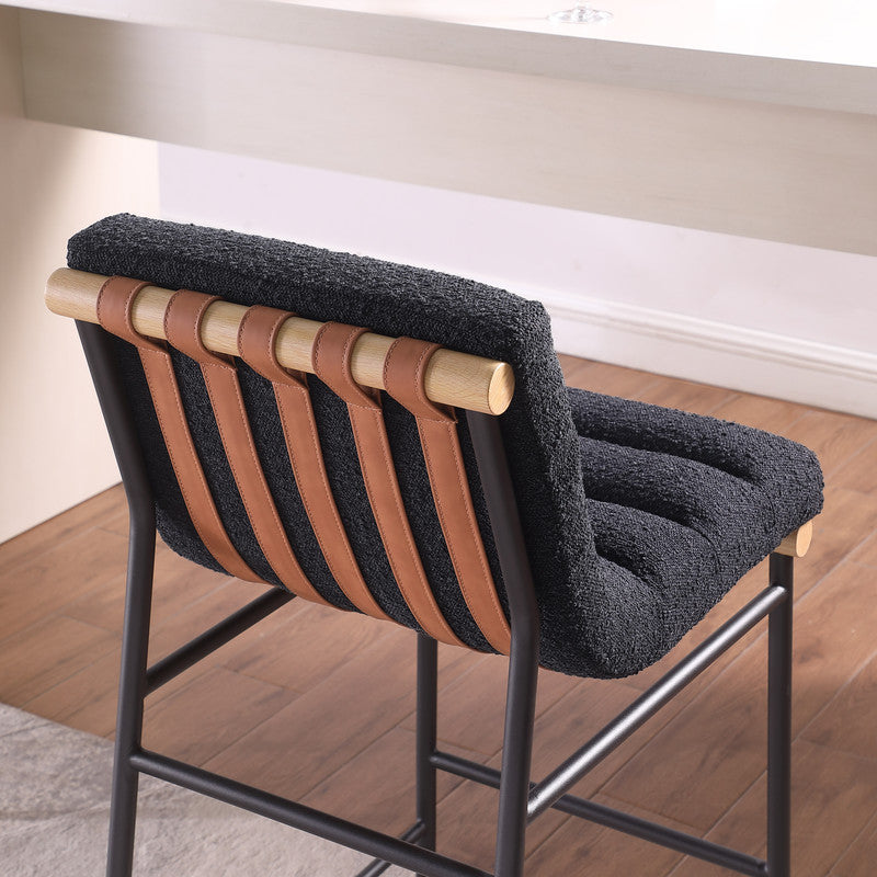 Lahni Black 18"W Boucle Fabric Counter Height Chair