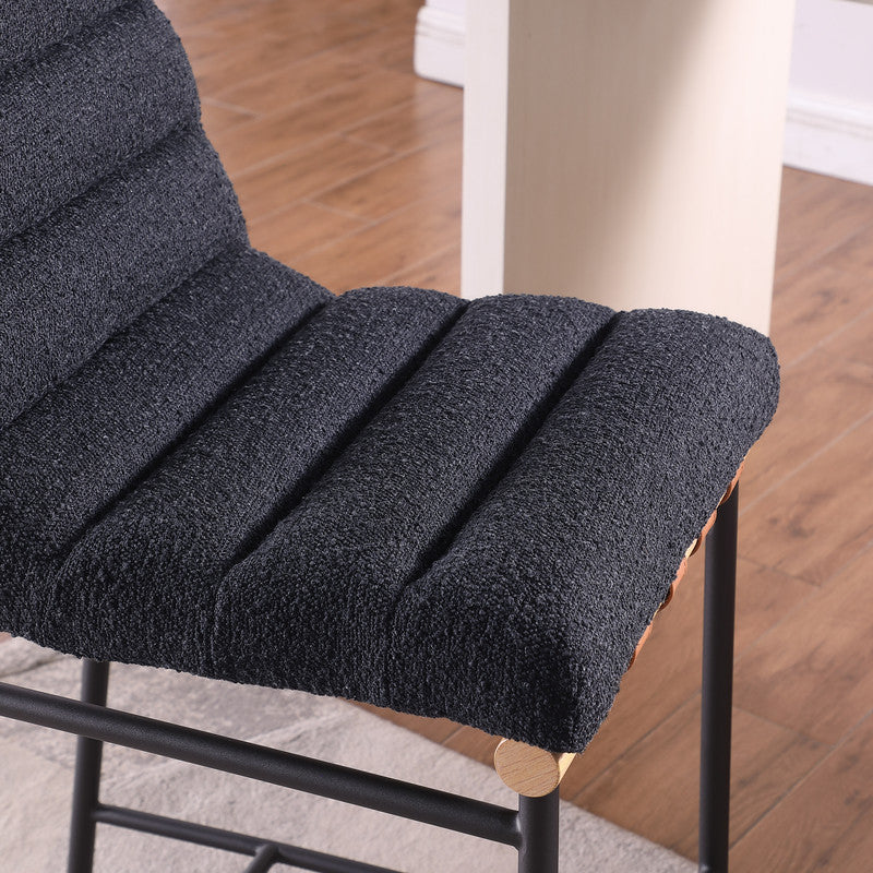 Lahni Black 18"W Boucle Fabric Counter Height Stool (Set of 4)