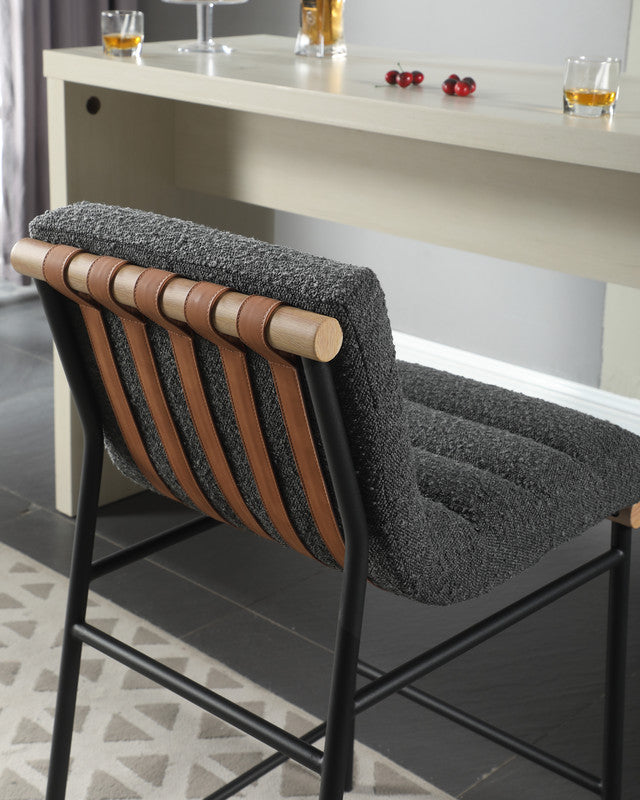 Lahni Dark Gray 18"W Boucle Fabric Counter Height Chair