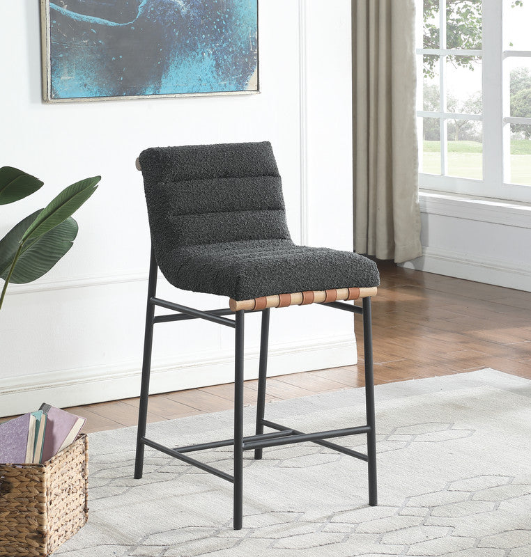 Lahni Dark Gray 18"W Boucle Fabric Counter Height Chair