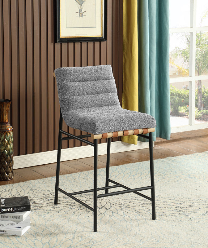 Lahni Gray 18"W Boucle Fabric Counter Height Chair