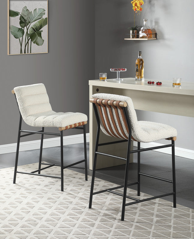 Lahni White 18"W Boucle Fabric Counter Height Chair