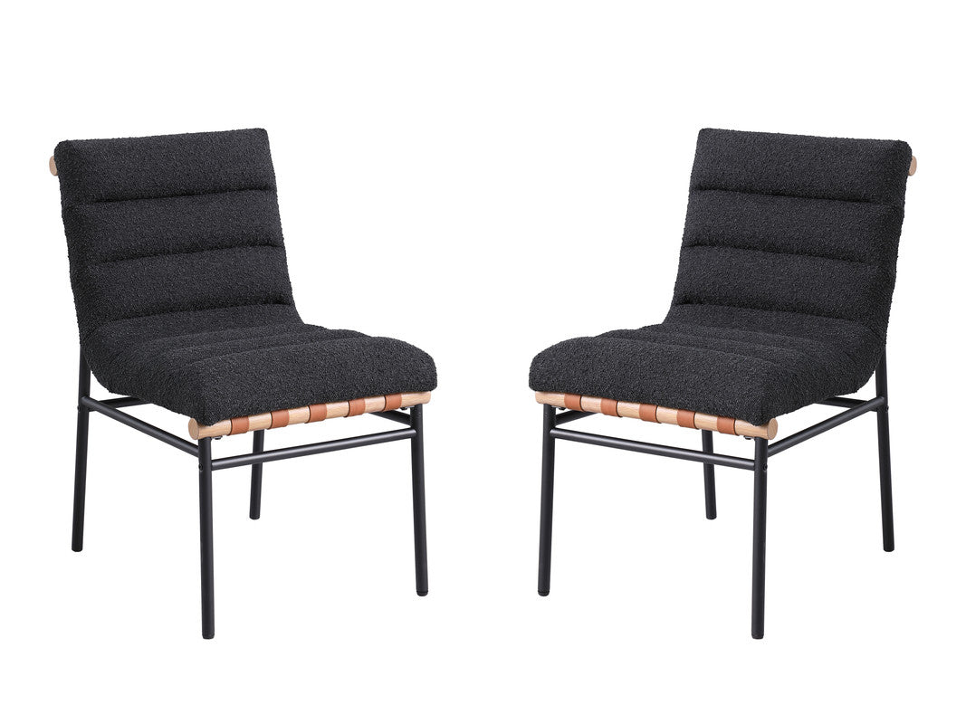 Lahni Black 19"W Boucle Fabric Dining Chair (Set of 2)