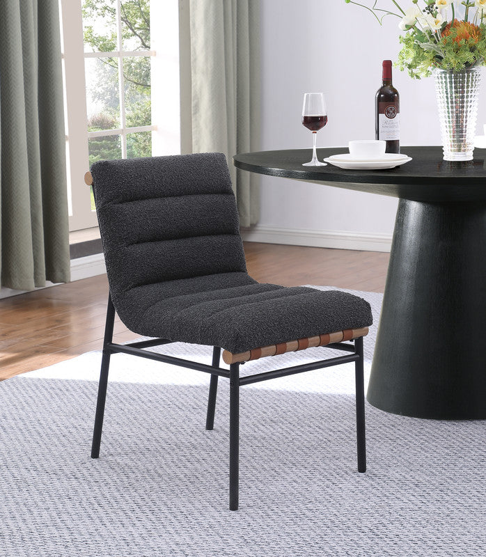 Lahni Dark Gray 19"W Boucle Fabric Dining Chair (Set of 2)