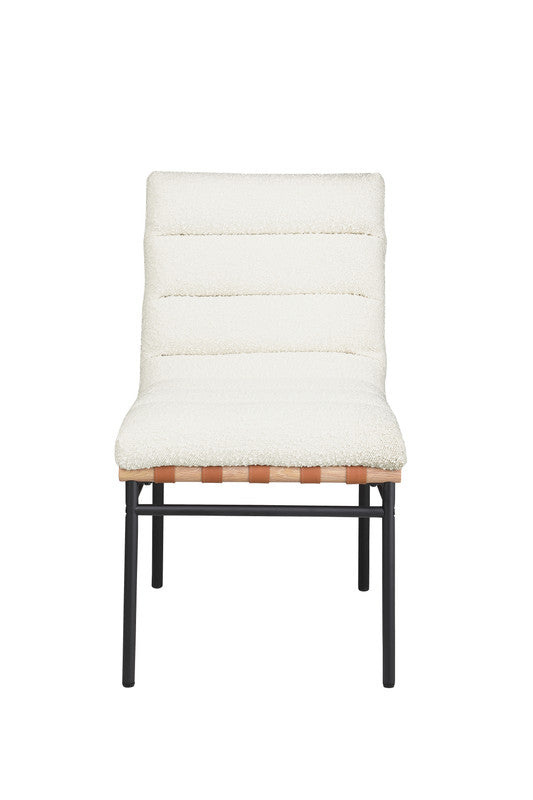 Lahni White 19"W Boucle Fabric Dining Chair (Set of 2)