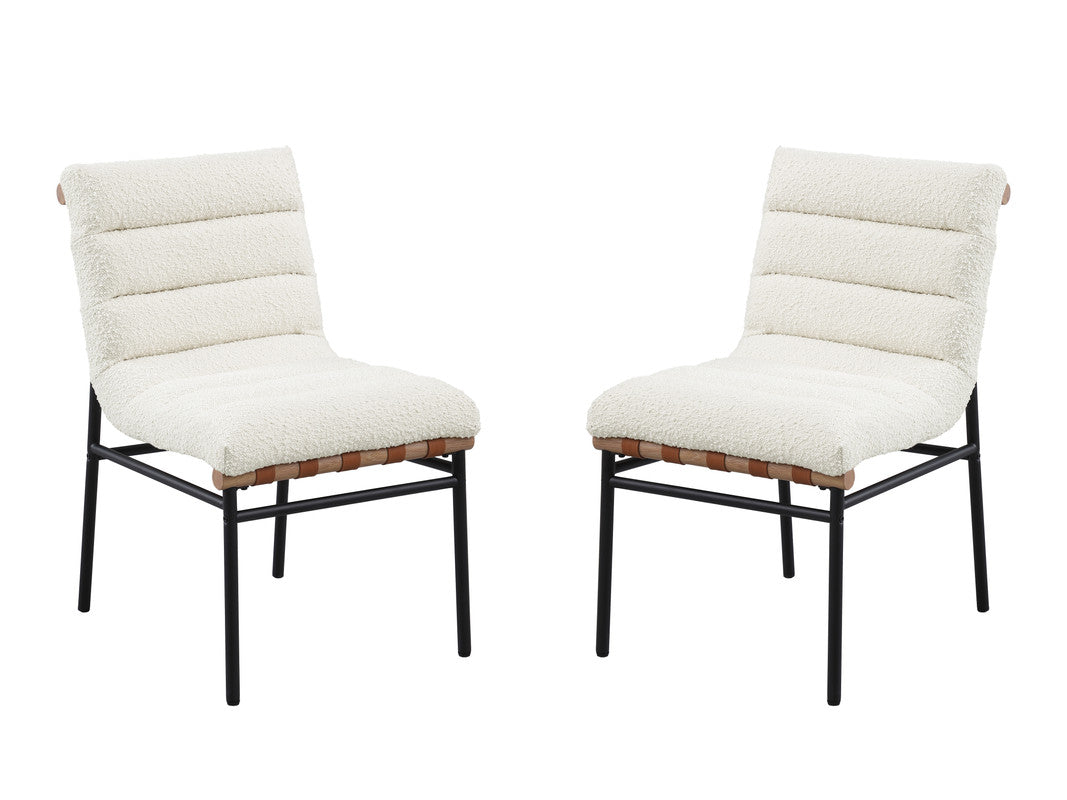Lahni White 19"W Boucle Fabric Dining Chair (Set of 2)