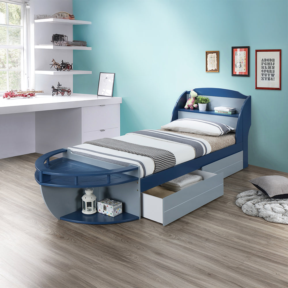 Neptune II Gray/Navy Twin Bed