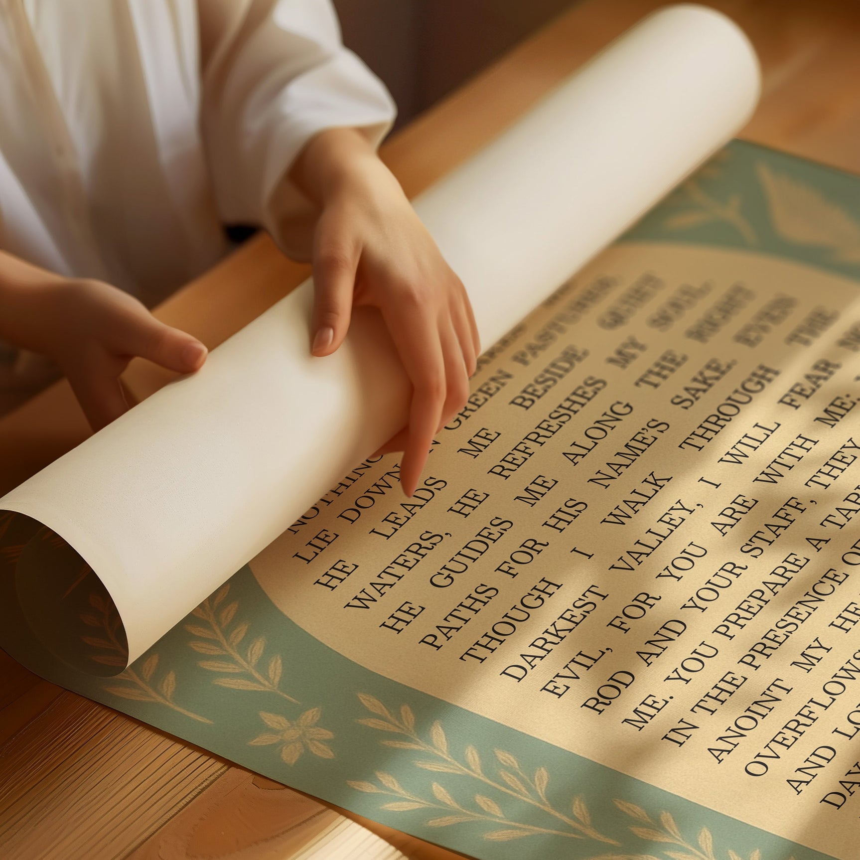 Psalm 23 Scripture with Doves and Florals