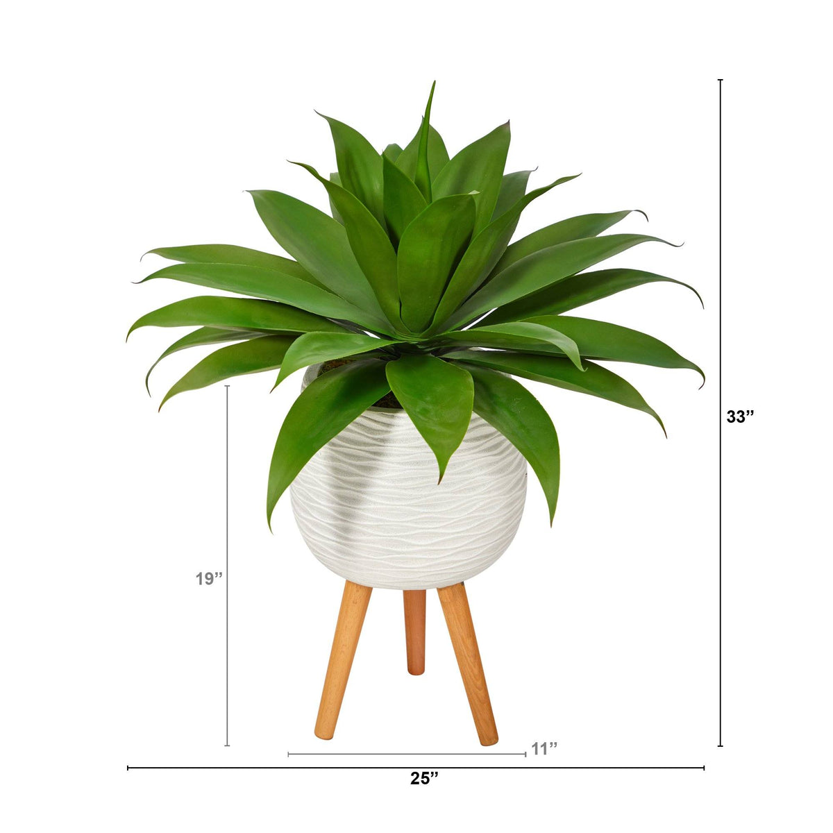 33” Agave Succulent Artificial Plant in White Planter with Stand